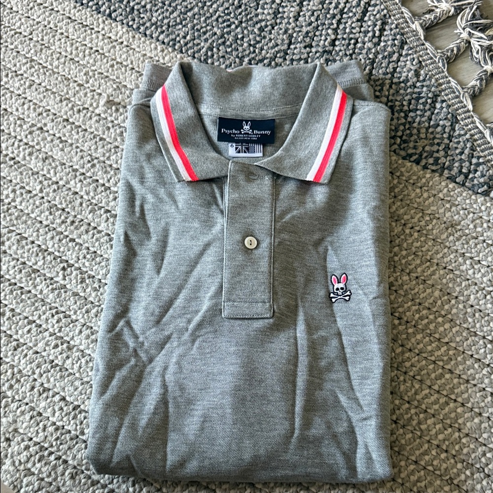 Psycho Bunny Gray Polo with Red Details